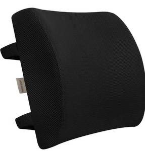 lot 1079 image: Lumbar Pillow for Chair and Car, Back Support for Office, Memory Foam Cushion with Mesh Cover - Black