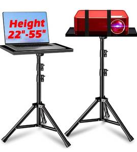 lot 1081 image: Projector Stand, 33LB Load Bearing & 22-55 Height Adjustable, for ProjectorLaptopDJ Gear, OutdoorOfficeStudio - Stable Base (Black)