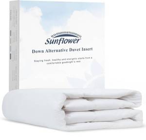 lot 1082 image: sunflower Twin Comforter White Lightweight Down Alternative Filling 100% Cotton Shell Bedding Twin XL Comforter Blanket for Dorm Hot Sleepers with Corner Tabs Soft Breathable Machine Washable
