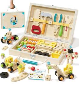 lot 1083 image: Lehoo Castle Kids Tool Set with Toolbox, Wooden Toys for 3 4 5 Years Old Boy Birthday Gift, Construction Play Tools, STEM Learning Toys for Preschooler, Pretend Play Gifts for Christmas