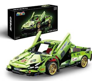 Nueris 1:18 Technic Super Sports Cars Model Sets - 586 PCS Green MOC Building Block Car Raceing Engineering Toys - Gift Idea for Adults Boys Girls for Play and Display Collection