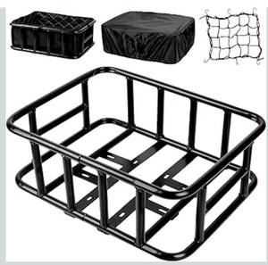 lot 1096 image: Bike Basket Rear, Large Bicycle Basket with Cargo Net, Liner and Waterproof Cover for Electirc Bike, Ebike and Bikes, Large Capacity Wire Bakset