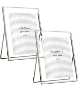 lot 1097 image: Silver 8x10 Floating Picture Frame 2 Pack,for Photo Sizes(5x7,6x8 &7x9),Beaded Metal Edge Frame,Adjustable TabletopShelf Classy Photo Frame,for Wedding and Home