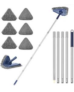 lot 1100 image: JEHONN Wall Cleaner Mop with Long Handle 82 Inches, 3-in-1 Ceiling Cleaning Tool Duster with 6 Replacement Microfiber Chenille Pads for Painted Walls, Window, Floor, Baseboard