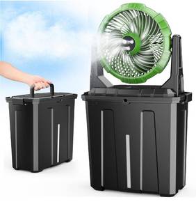 lot 1105 image: Ausic Portable Misting Fan - 9L Bucket, 10-inch Outdoor Cooling Fans for PatiosCampingBeachGolf etc., 30000mAh USB Rechargeable Battery Powered Floor Water Fan, 3 Strong Winds, 3 Spray Mister