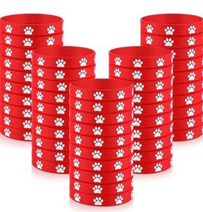 lot 1112 image: Soulchen 100 Pcs Paw Print Silicone Bracelets Dog Paw Print Rubber Wristbands for Birthday Puppy Animal Decorations Goodie Bag Party Favor Stuffers Silicone Bracelets
