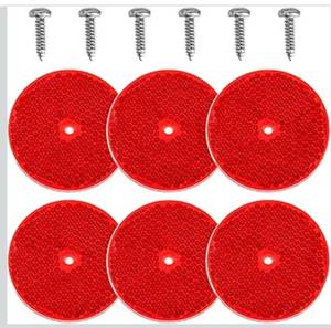 lot 1116 image: smseace 12pcs Safety Reflectors Red Round Reflectors 3inch with Stainless Steel Screw Used for Mailboxes,Driveway,Tunnels,Post,Cars,Trailer Reflector