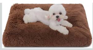lot 1124 image: Bedfolks Waterproof Crate Bed, Plush Pad With Removable Cover, Faux Fur for Small Dogs and Cats, Fluffy Washable Kennel Bed 17x12, Solid Brown