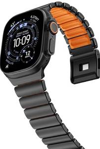 lot 1128 image: NewWays Stainless Steel & Silicone Hybrid Band for Apple Watch Ultra 3 2 1 49mm Series 1110 46mm 45mm 44mm Series 4 5 6 7 8 9 10 11 SE Link Bracelet Magnetic Clasp Strap Sport Metal Band for Men