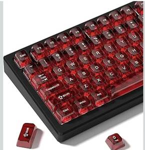 lot 1134 image: dagaladoo Red Clear keycaps,Transparent keycaps 60 75 100 Percent,Ceramic Jelly Key caps Set,Shine Through Key caps.,MDA Profile Keyboard Key Cap for Mx Switches Mechanical Keyboard