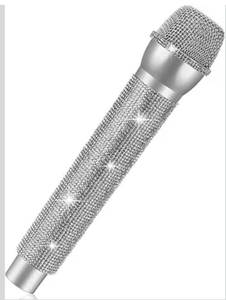 lot 1136 image: Sanwuta Bling Microphone Prop, Rhinestone Fake Microphone, Sparkly Glitter Toy Mic for Lip Sync, Disco Party Favors, Stage Performance, Christmas Halloween Cosplay Accessories(Purple)