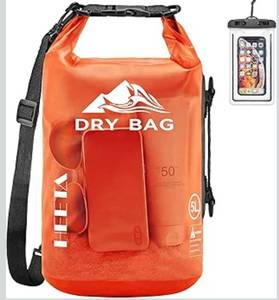 lot 1139 image: HEETA Dry Bag Waterproof for Women Men, Roll Top Lightweight Dry Storage Bag Backpack with Phone Case for Travel Swimming Boating Kayaking Paddle Board Camping Beach Accessories 10L