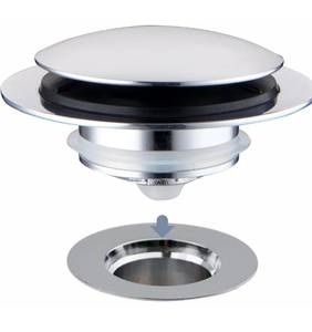 lot 1150 image: Chrome Plated Universal Tub Dain Stopper, Hidrop Pop Up Bath Drain Tip Toe Bathtub Drain Stopper,Conversion Kit Assembly, Replaces Lift and Turn, Tip-Toe and Trip Lever drains for Tub, EZ Install