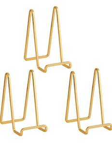 lot 1156 image: Plate Holder Easel Display Stand - 6 inch Metal Plate Stands for Display - Tabletop Picture Stand - Gold Iron Easels for Display Pictures  Photo Frames  Book  Decorative Plates  Plaque - 3 Pack