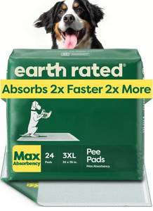 lot 1164 image: Earth Rated Puppy Pads, Max Absorbency Pee Pads for Dogs, Absorbs 2X Faster &amp 2X More, Leak Prevention, Potty Training, Fragrance-Free, Unscented, 3XL, 36 x 36, 24 Count