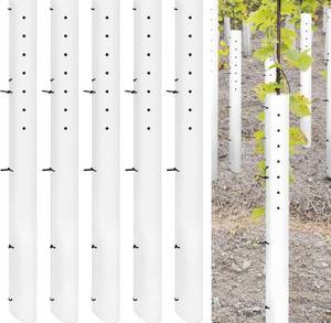 lot 1172 image: Pushglossy 5 Pack 48 Inch Tree Seedling Sapling Grow Tube Standard Vented Seedling Protectors Split Tree Grow Protector with Releasable Zip Ties Plant Shelter for Trunk Against Deer Rodent