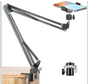 lot 1179 image: Overhead Tripod Mount for Camera Webcam Ring Light, Over Head Articulating Arm with Phone Holder and Ball Head, Desktop Suspension Scissor Accessory for Live Streaming,Video Recording