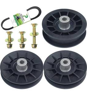 lot 1194 image: 2 Pack 532194326 V-Groove Idler Pulley with 532194327 Flat Idler Pulley 592855201 Belt 12x93 and Hardware Kit for Husqvarna YTH22v46 YTH24v48 YTH20k46 YTH2348 YTH1542xp LGT2654 Ride Mowers
