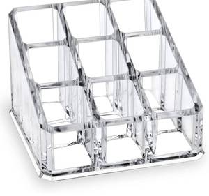 lot 1210 image: MOSIKER Lipstick Lip Gloss Organizer,Small Clear Acrylic Compact Essential Oil Rollerball Perfume Holder with 9 Slots