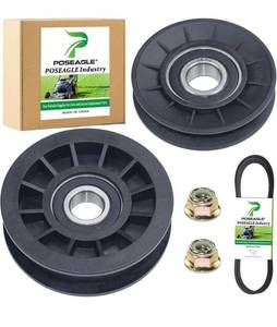 lot 1219 image: POSEAGLE GX20286 V Idler Pulley with GX20287 Flat Idler Pulley UC30568 Belt and Hardware Kit Replaces AUC20392 AUC20393 for John Deere D105 D140 D155 L100 L111 L118 L120 L130 La145 Lawn Decks