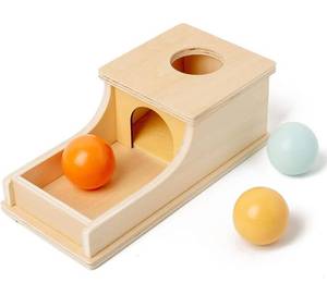 lot 1220 image: Busy edition Montessori Toys Object Permanence Box Soft Sound Wooden Color Baby Ball Drop Play for 6 Month 1 2 3 Year Old Toddlers Infant Early Age Toy