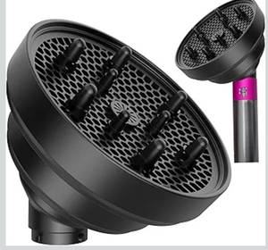lot 1235 image: KingKam Upgraded Diffuser Attachment for Dyson Airwrap Styler, Collapsible Travel Hair Diffuser Attachments for Airwrap, Converts for Dyson Air wrap to Hair Dryer, Foldable and Portable - Black