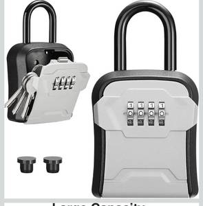 lot 1261 image: Puroma Lock Box, Key Lock Box Wall Mount & Portable Combination Lockbox with Resettable Code, Security Lockbox for Outside House Keys, Apartment Realtors Spare Keys Storage (1 Pack, Gray)