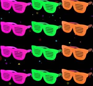 lot 1269 image: Mega-L 12 Pcs Glow in The Dark Glasses, Glow in The Dark Party Supplies, Neon Fluorescent Blacklight Eyeglasses Party Favors, Glow Photo Booth Props Eyewear Accessories for Women, Men, Adult Halloween