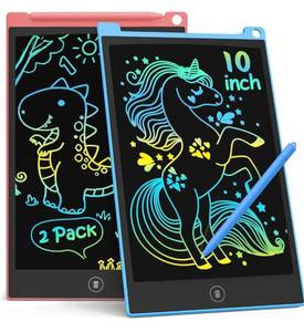 lot 1270 image: TECJOE 10 Inch 2 Pack LCD Writing Tablet, Colorful Doodle Board Drawing Tablet for Kids, No Mess Toddler Travel Learning Toys, Christmas Birthday Gifts for 3 4 5 6 7 8 Year Old Boys Girls Preschooler