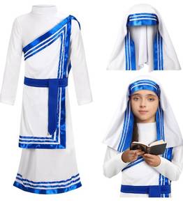 lot 1273 image: Skicuff Mary Costume Set Girls Saint Costume Dress Christian Bible Nun Dress for Cosplay M