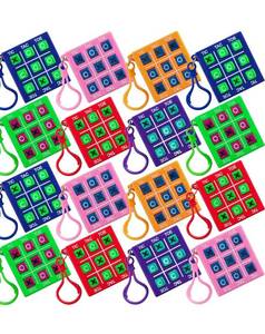 lot 1275 image: 24 Mini Tic Tac Toe Games - Party Favors for Kids 3-5 and Up - 2-Inch Travel Size - Tic-Tac-Toe Keychain Game for Boys & Girls - Goody Bag Stuffers, Classroom Prizes, Valentines Day, Birthday Gifts