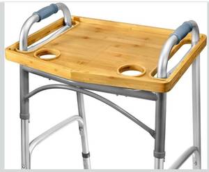 lot 1289 image: Medical king Walker Tray Table with Cup Holder Mobility Table Tray for Folding Walkers Foldable, Portable Multipurpose Bamboo Tray for Eating, Crafts, Laptops Medical Equipment Accessories - 21x16