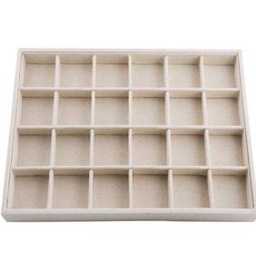 lot 1290 image: Oirlv Stackable Linen Jewelry Tray Adjustable 24 Grid Jewelry Storage Case for Drawer or Showcase