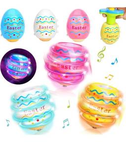 lot 1302 image: Easter Eggs Toys for Kids, 6 Pack Spinning Top Easter Eggs with Lighting & Music, Fun Easter Basket Fillers, Party Favor Gift for Boys & Girls Ages 3-6
