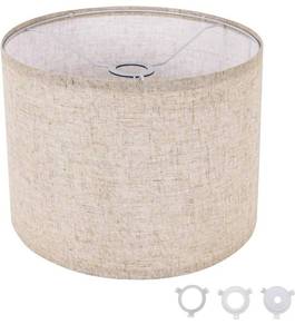 lot 1313 image: Small Lamp Shade, Beige Drum Lampshade 8.7Top X 8.7 Bottom X 7.9 High, Replacement Lamp Shade Natural Linen Hand Crafted for Table Lamps Floor Lamps Chandelier Lamp, Easy Assembly Required