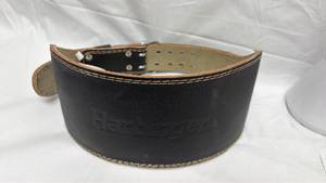 lot 1 image: Black Leather Weightlifting Belt with Buckle Closure