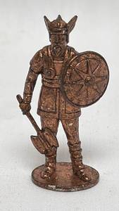lot 10 image: 1.625 Copper-Colored Viking Warrior Figurine with Shield and Axe