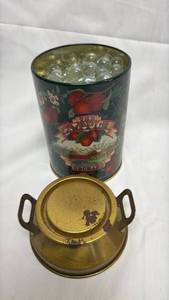 lot 21 image: The Apple Orchard Tin Container with Glass Marbles