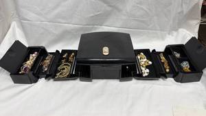 The Jewel Kit Black Expandable Jewelry Box with Costume Jewelry Collection