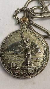 lot 63 image: Statue of Liberty Commemorative Pocket Watch with Chain