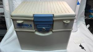 lot 99 image: Brinks Home Security Fire Resistant Document File Box with Keys