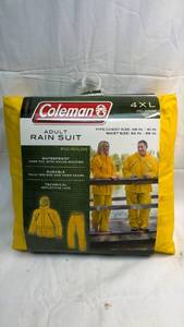 lot 147 image: Coleman Adult Rain Suit Size 4XL Yellow PVC Nylon