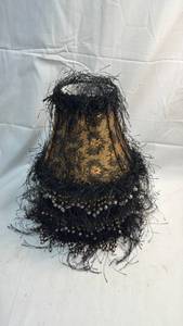 lot 152 image: Victorian Style Black Lace Lampshades with Beaded Fringe Trim��Set of 3
