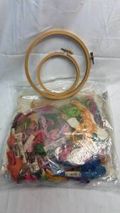 lot 160 image: Embroidery Floss Kit with Hoops and Fabric