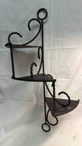 lot 189 image: Handcrafted Iron Three-Tier Shelf Unit