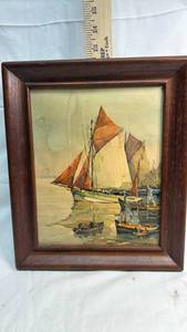 lot 195 image: Nautical scene print of French fishing boats by A.Marc