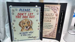 lot 196 image: Humorous Dog and Grandmas Babysitting Service Metal Signs