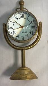 lot 205 image: Brass Desk Clock with Stand and Roman Numerals