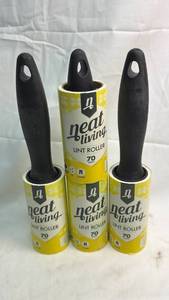 lot 232 image: Neat Living Lint Rollers 70 Sheets Set of 3 (plus 1 refill)