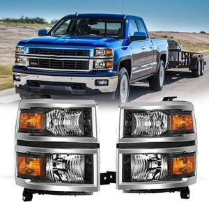 lot 131266 image: Retails for $103 JSBOYAT Headlight Assembly Fit for 2014 2015 Chevy Silverado 1500 Pickup Truck Headlamp Factory OE Style Black Housing Amber Reflector Left & Right Side